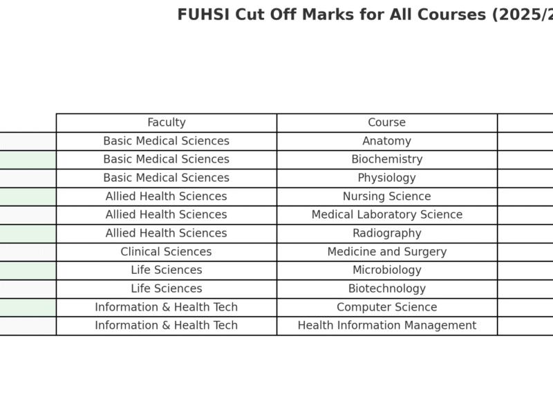FUHSI Cut Off Marks
